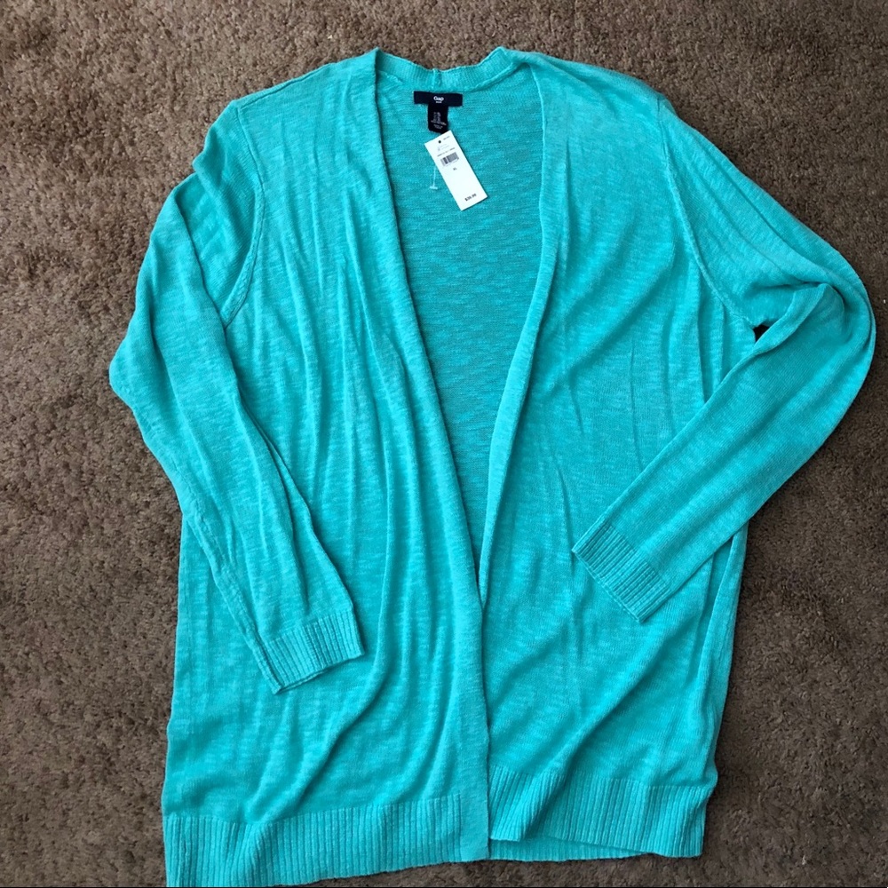 GAP lightweight open cardigan in aqua